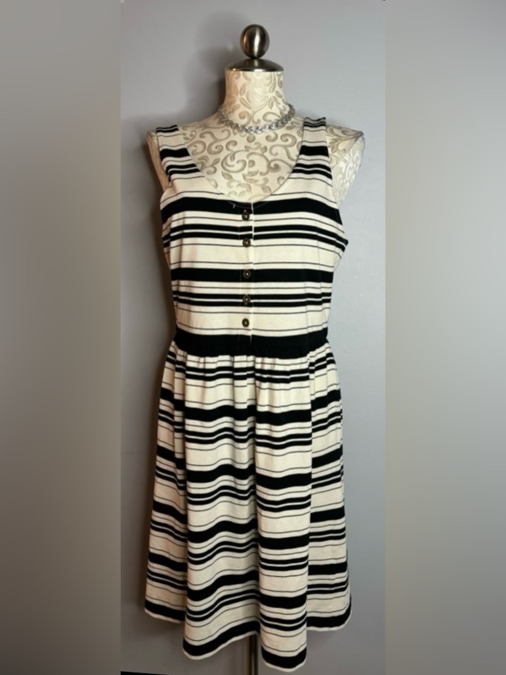 J. CREW Striped Fit & Flare Dress Size Small. #L